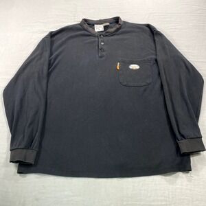 Rasco FR Shirt Mens 2XL XXL Black Flame Resistant Henley Long Sleeve Adult